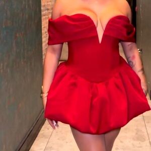 Elegant Red Off-Shoulder Dress